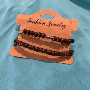 Brown  Beaded Bracelets Set of 2